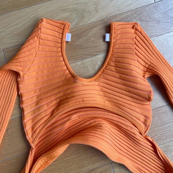 Tibi Orange Tech Poly Ribbed Wrap Sweater - Picture 8 of 10